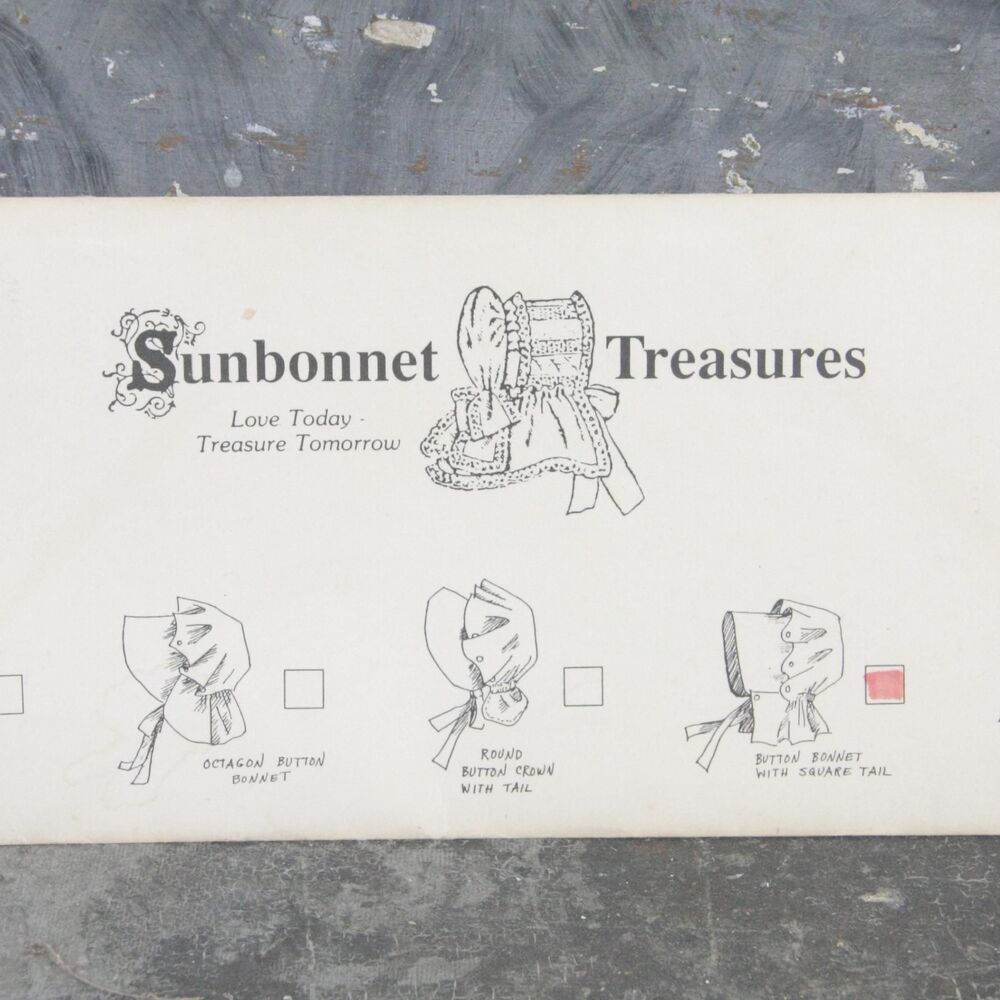 Sunbonnet Treasures button bonnet with square tail pattern, complete and uncut